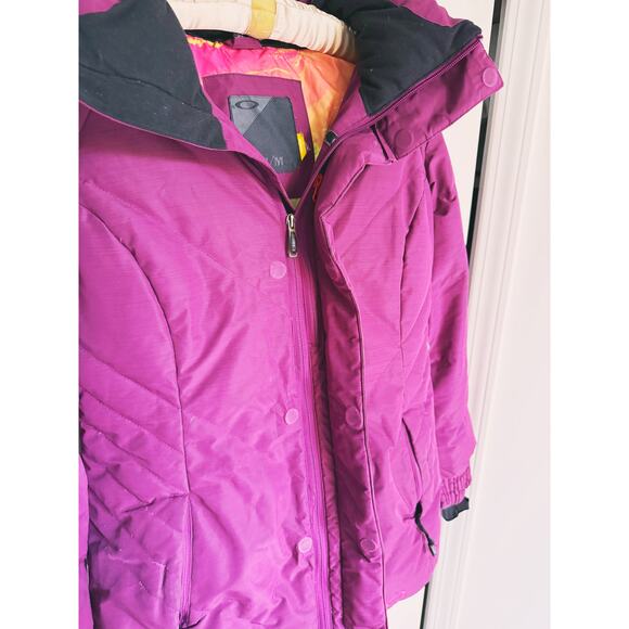 Oakley Full Zip Snowboarding Parka Fur Hood Ski Coat Medium Pink - Picture 9 of 12